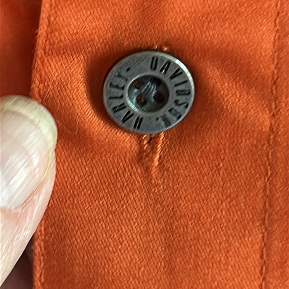 HARLEY DAVIDSON METAL BUTTON UP SHORT SLEEVE ORANGE COLOR BLOCK SHIRT SZ L - Picture 6 of 13